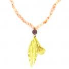 pink coral and gold charm necklace