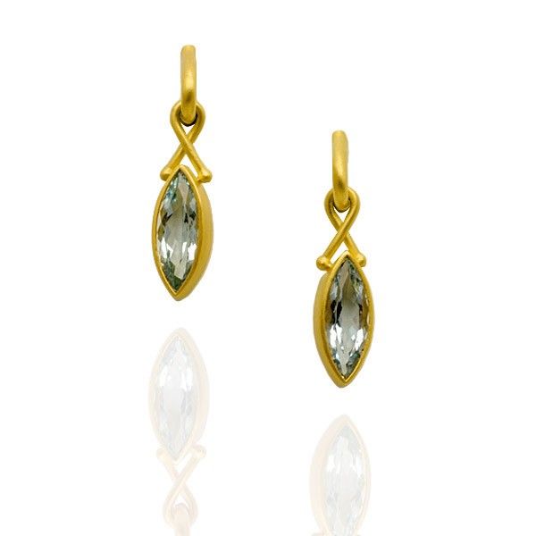 22K gold bezel set aquamarine earrings