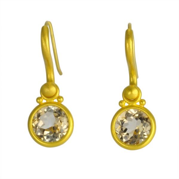champagne topaz and 22K yellow gold earrings