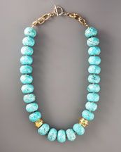 gold bead and turquoise necklace