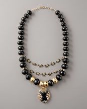 gold and black onyx bead necklace
