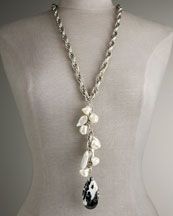 pearl shell and snow agate necklace