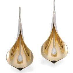 silver and 14K gold pearl earrings