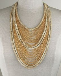grosgrain ribbon and brass chain necklace