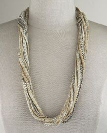 gold plated chain necklace with ribbon tie