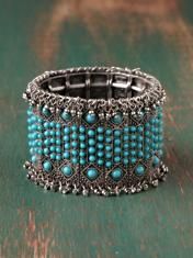 metal and turquoise bead bracelet