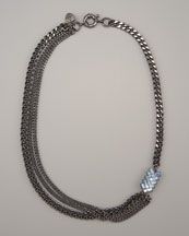 blue crystals and gunmetal chain necklace