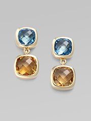 18K yellow gold and gemstone earrings