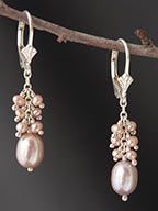 pink pearl sterling silver leverback earrings