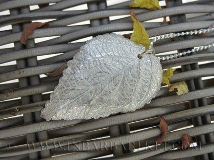 fine silver pendant in leaf shape