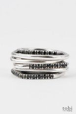 sterling silver and black Swarovski crystal rings