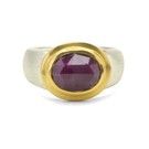 ruby, sterling silver and 14K yellow gold ring