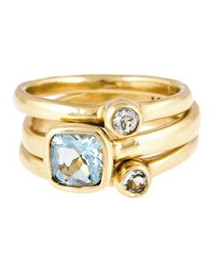 yellow gold and aquamarine rings