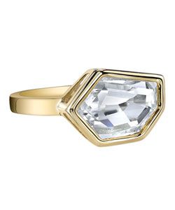 white topaz and 14K yellow gold ring