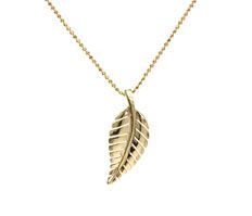 18K yellow gold leaf-shaped pendant on an 18K gold chain