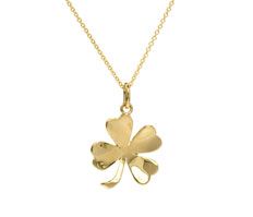 18K yellow gold four-leaf clover pendant on a gold chain