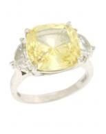 14K gold and canary yellow stone ring