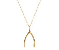 18K pink gold wishbone charm on a rose gold chain