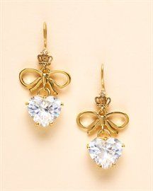 cubic zirconia and gold bow earrings