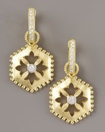 18K yellow gold and diamond earring charms