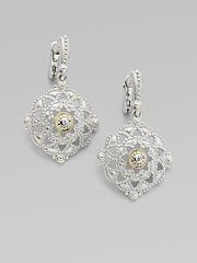 sterling silver, 18K yellow gold and white sapphire earrings