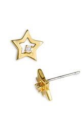 gold and cubic zirconia star earrings