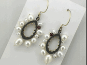 oxidized sterling and pearl earrings