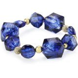 gold and navy blue resin bead bracelet