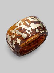 resin bangle bracelet with gold leaf accents