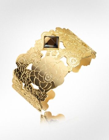 gold vermeil cuff with crystal