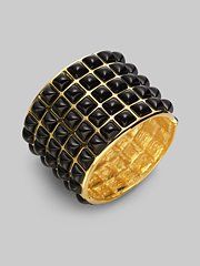 gold and black resin beads bangle