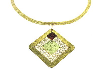 gold and amber designer necklace