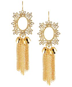 gold filigree and chain earrings