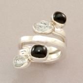 sterling silver and black tourmaline ring