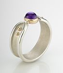 silver, 14K gold and amethyst ring