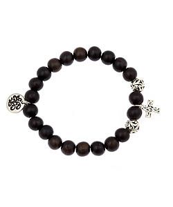black wood bead charm bracelet