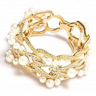 gold and pearl cuff bracelet