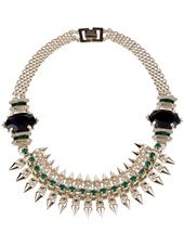 black hematite and green crystal necklace