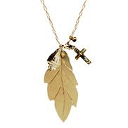 leaf and cross gold necklace