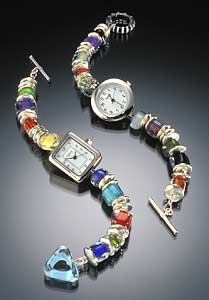  sterling silver and glass bead watch