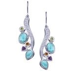 sterling silver larimar and gemstone earrings