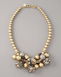 silver, gunmetal and gold bead necklace