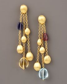 18k yellow gold and gemstone earrings