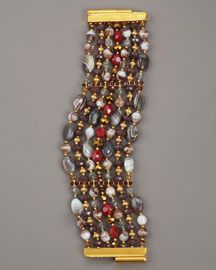 24K gold and multicolor gemstone and bead bracelet