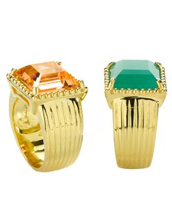 gold and faceted glass cocktail ring