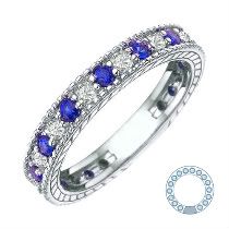 white gold and blue sapphire ring