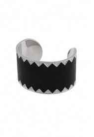 black leather and palladium plated cuff bracelet