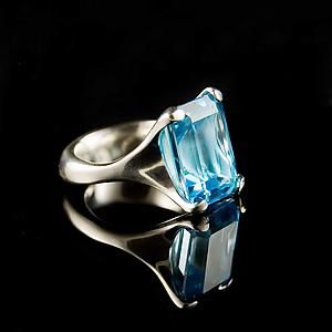 sterling silver and swiss blue topaz ring