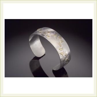 18K gold and sterling silver cuff bracelet