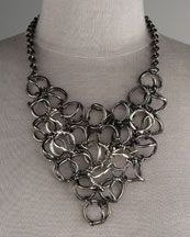 gunmetal chain bib necklace